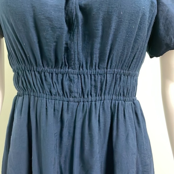 Madewell Sophia Split Neck Short Sleeve Midi Dress Navy size small - Picture 6 of 13